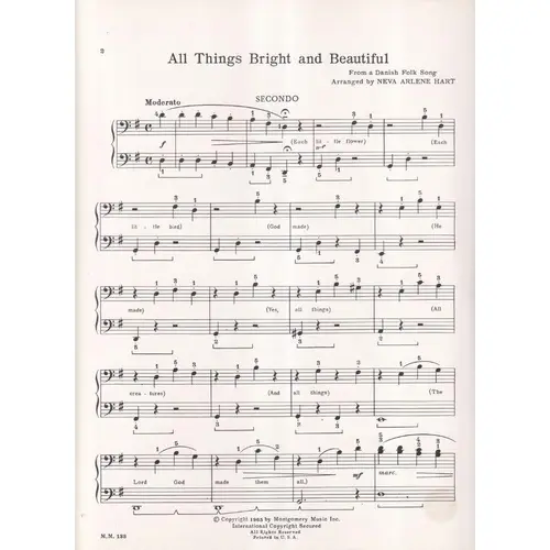 All Things Bright and Beautiful para piano duet