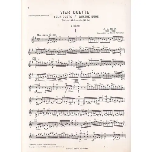 Vier duette para violino e violoncelo