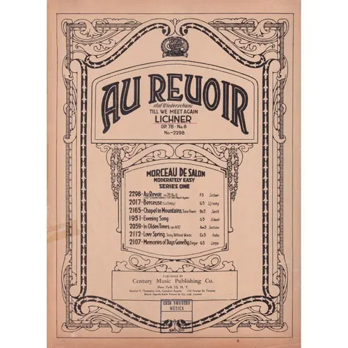 Au Revoir - Op.78 N.6   (Edição Antiga)