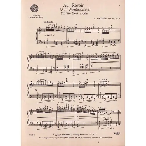 Au Revoir - Op.78 N.6   (Edição Antiga)