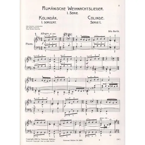Rumanische Weihnachtslieder para piano