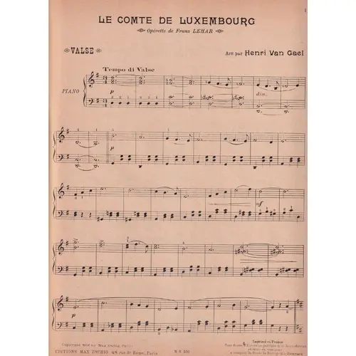 Comte De Luxembourg - Valse  (Edição Antiga)