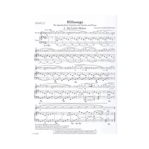 Hillsongs - Six Appalachian Vignettes For Piccolo And Piano