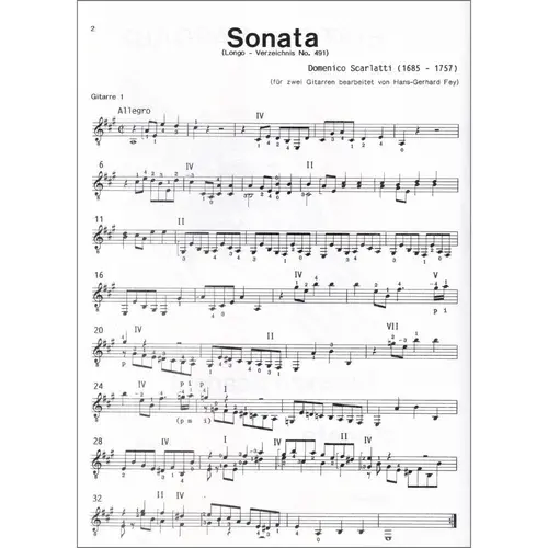 Vier Sonaten n.4 - Sonata A-Dur, L. 491 für 2 Gitarren