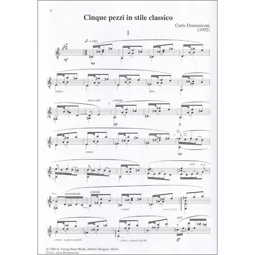 5 pezzi in stile classico per chitarra sola