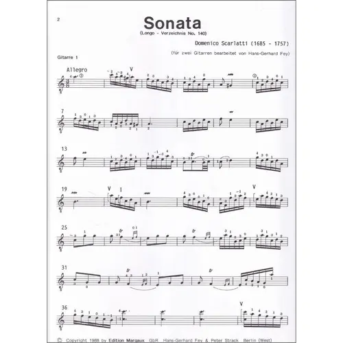 Vier Sonaten n.1 - Sonata a-Moll für 2 Gitarren L. 140