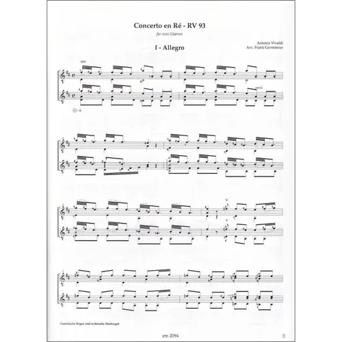 Concerto en Ré fur zwei Gitarren RV 93