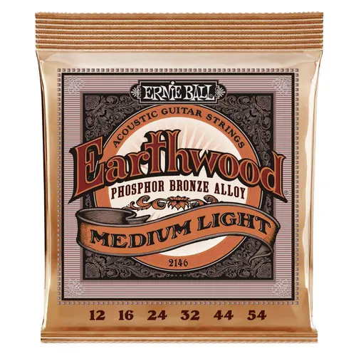 Encordoamento para violão aço 012.054 Ernie Ball medium light 2146 Earthwood Phosphor bronze