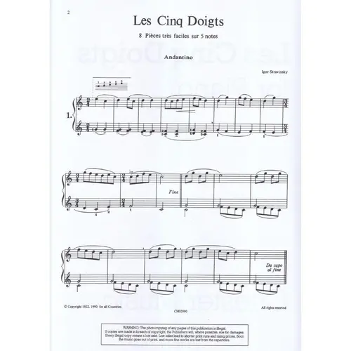 Les Cinq Doigts for Piano