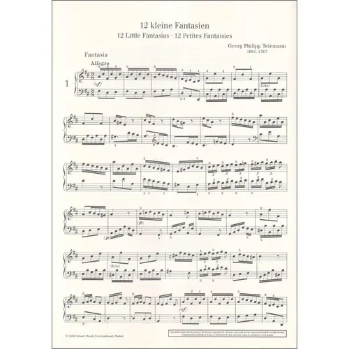 12 kleine Fantasien para piano