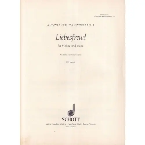 Liebesfreud Fur Violine und piano