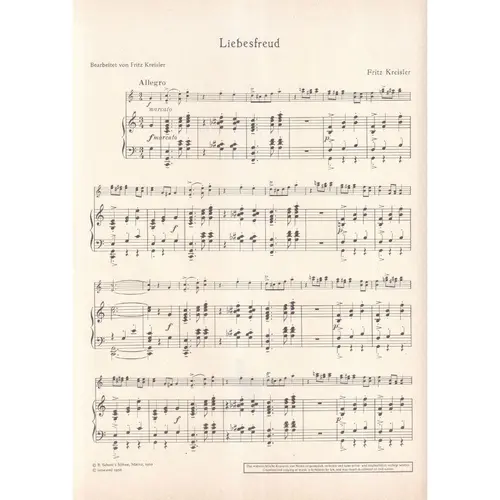 Liebesfreud Fur Violine und piano