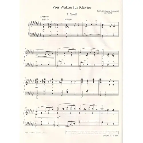 Vier Walzer Fur Klavier