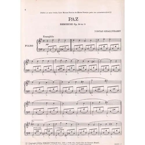 Paz - Berceuse - Op.30 N.2
