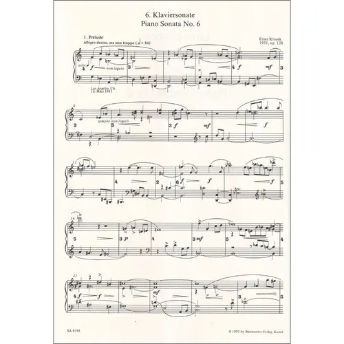 6.Klaviersonate -Op.128 (1951)