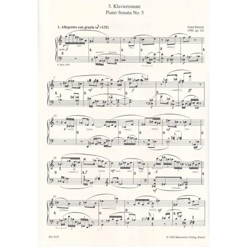 5.Klaviersonate -Op.121 (1950)