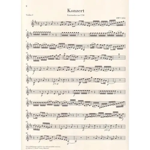 Harpsichord Concerto no. 3 D major BWV 1054 - set of strings