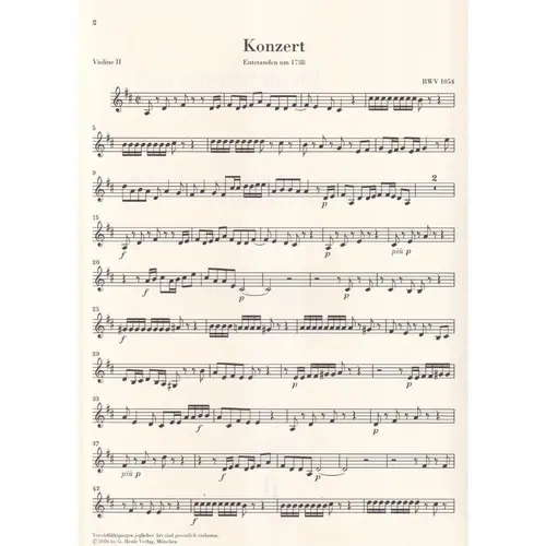 Harpsichord Concerto no. 3 D major BWV 1054 - set of strings