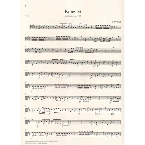 Harpsichord Concerto no. 3 D major BWV 1054 - set of strings