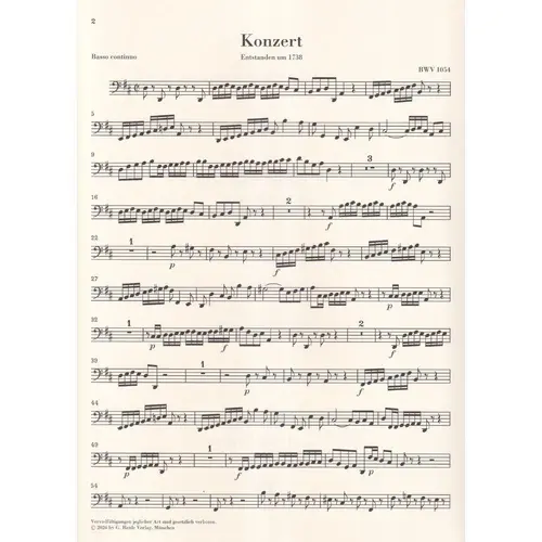 Harpsichord Concerto no. 3 D major BWV 1054 - set of strings