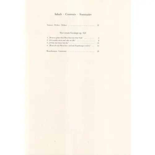 Four Serious Songs op. 121 for Voice and Piano