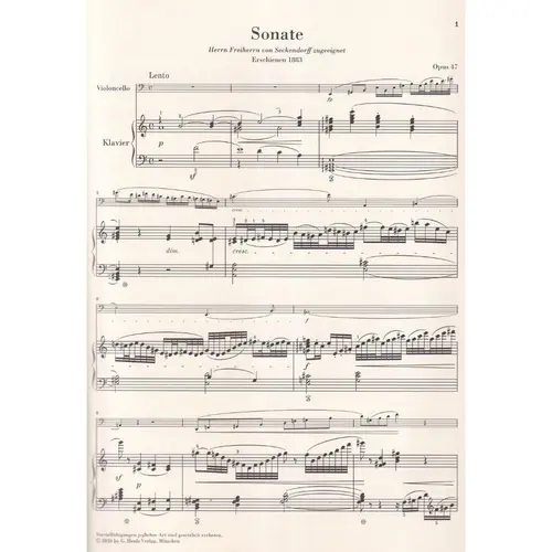 Sonata in D major op.47 for Piano and Violoncelo