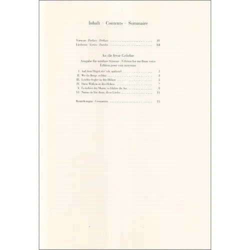 To the Distant Beloved op. 98 for Voice and Piano - Medium voice