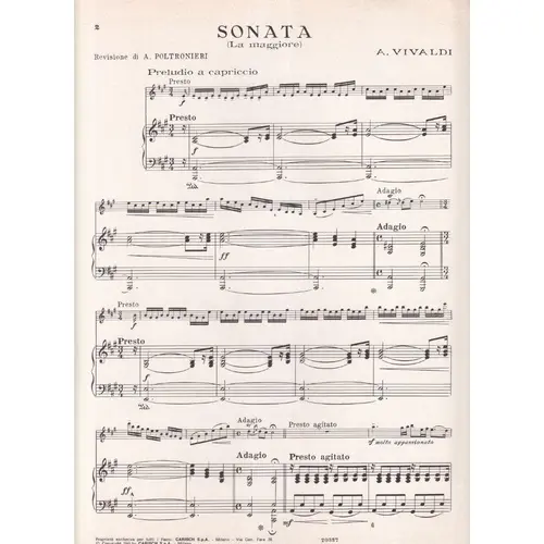 Sonata in La Maggiorer per violino