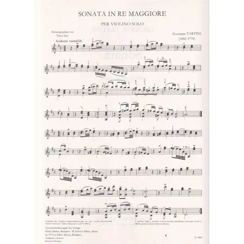Sonata In Re Maggiore Per Violino Solo