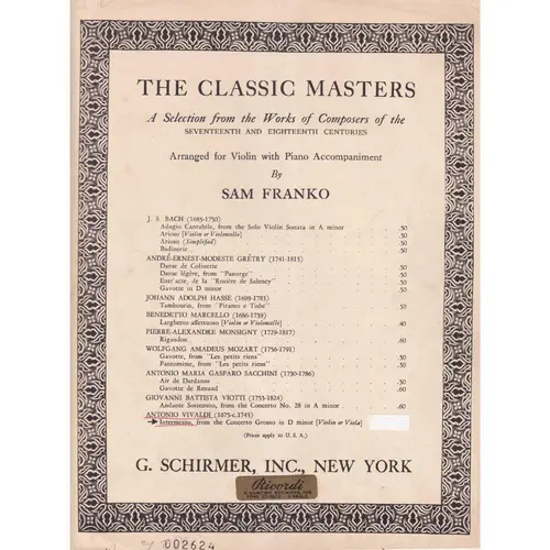 Intermezzo From Concerto Grosso In D Minor