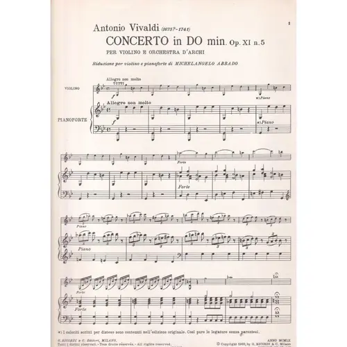 Concerto In Do Min. (Op.Xi N.5)