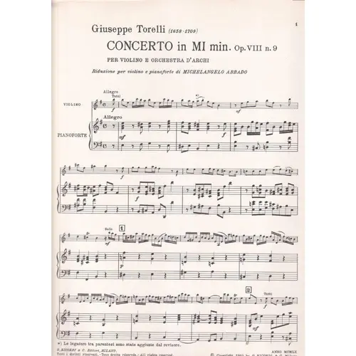 Concerto In Mi Min. Op.Viii N.9