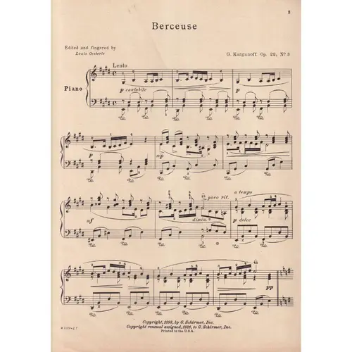 Berceuse In E - Op.22 N.3  (Edição Antiga)