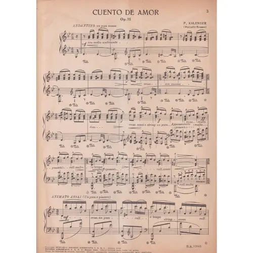 Cuento De Amor - Op.35  (Edição Antiga)