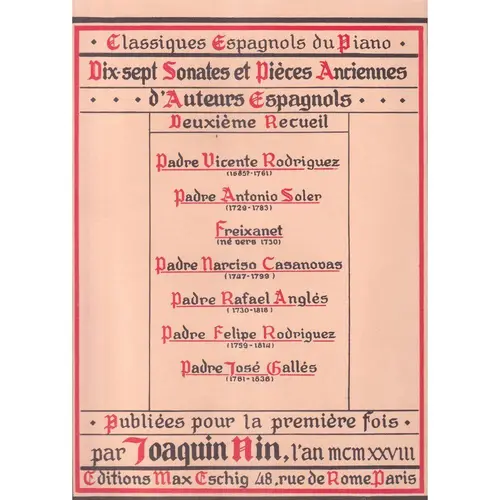 Dix-Sept Sonates Et Pieces Anciennes d'Auteurs espagnols