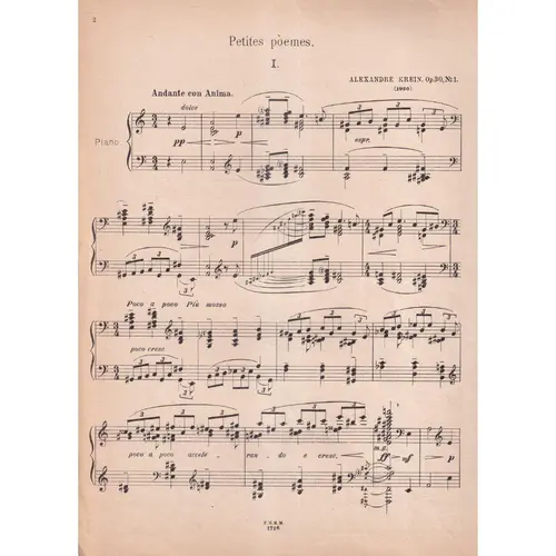 Petites Poemes - Op.30 N.1  (Edição Antiga)