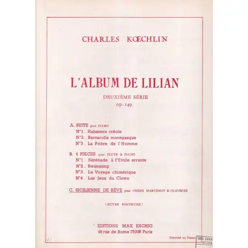 Sicilienne De Reve - Op.149 - L´ Album - Serie 2