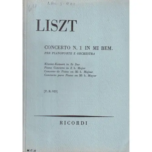 Concerto N.1 In Mi B Per Piano  (partitura de bolso)