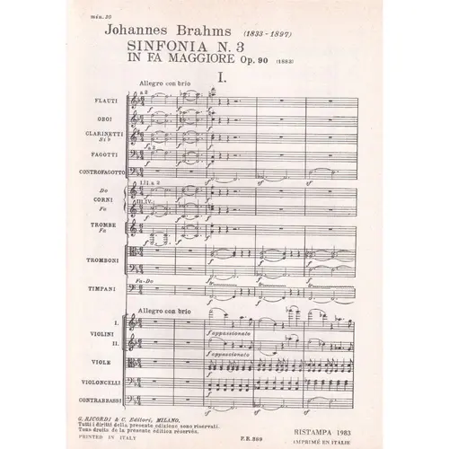 Sinfonia N.3 In Fa Maj. - Op.90  (partitura de bolso)