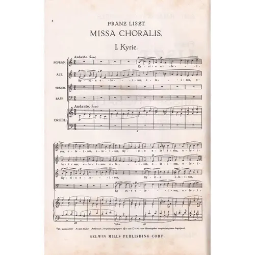 Missa choralis for mixed chorus and organ - vocal score