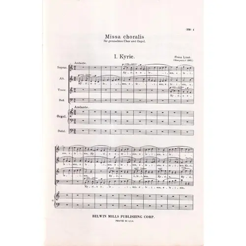 Missa choralis for mixed chorus and organ - edição anterior