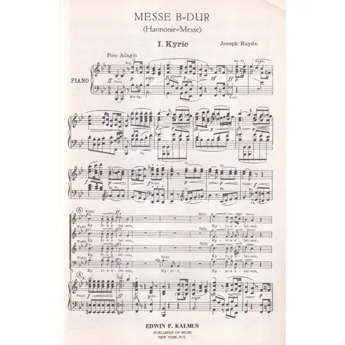 Harmonie Messe in B flat Major - vocal score
