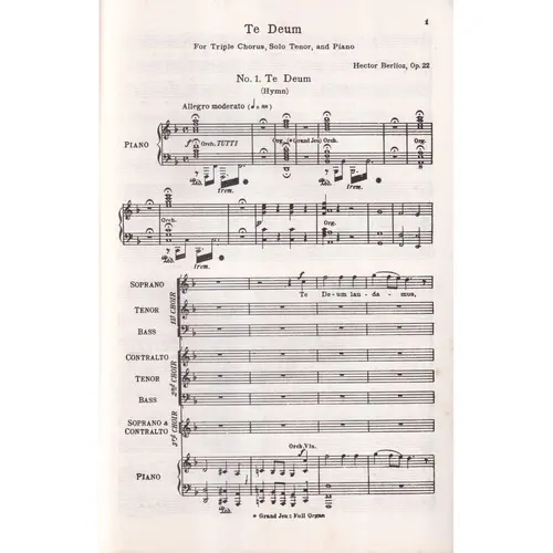 Te Deum for triple chorus, solo tenor and piano