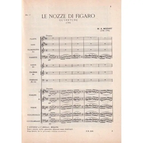 Le Nozze Di Figaro -Ouverture (partitura de bolso)