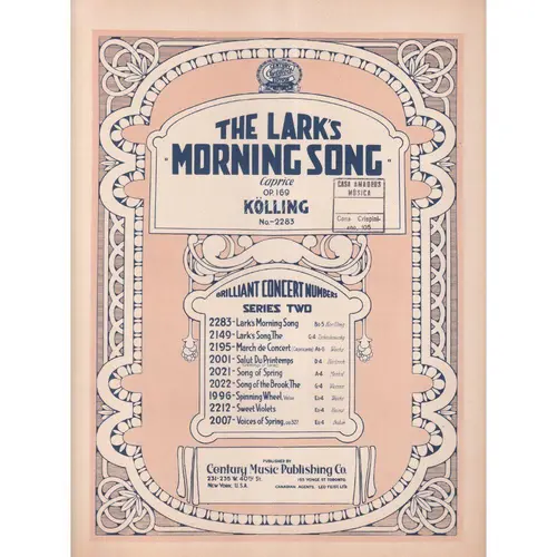 Lark´S Morning Song - Op.169  (Edição Antiga)