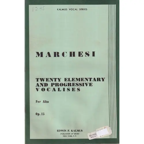 Twenty Elementary and Progressive Vocalises - op.15 for alto