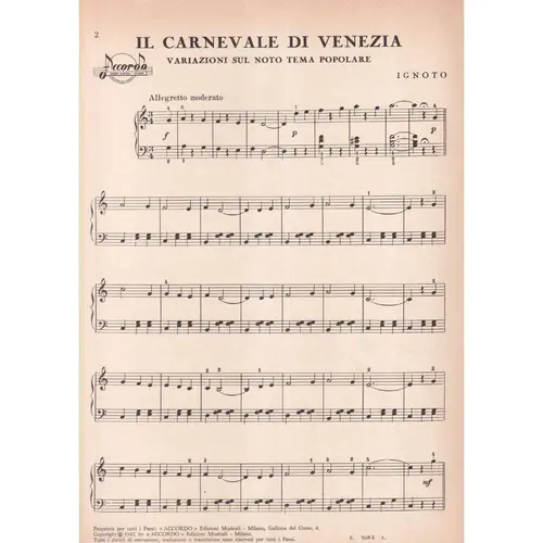 Il Carnevale Di Venezia  (Edição Antiga)