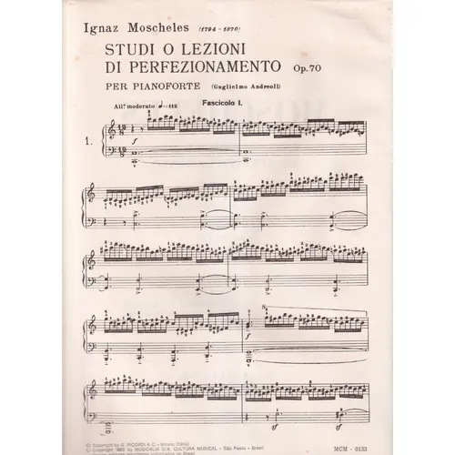 Estudos Ou Licoes De Aperfeicoamento - Op. 70