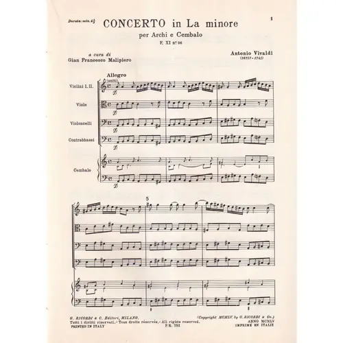 Concerto In La Min.T.201 F.XI N.26