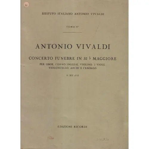 Concerto Funebre In Si Bemol Maggiore T.51 F.XII N.12